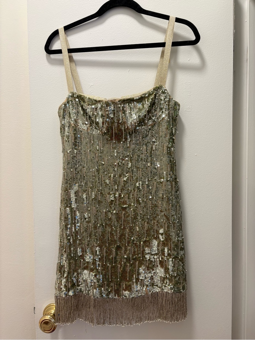 Alexis Gold Sequin Fringe Mini Dress